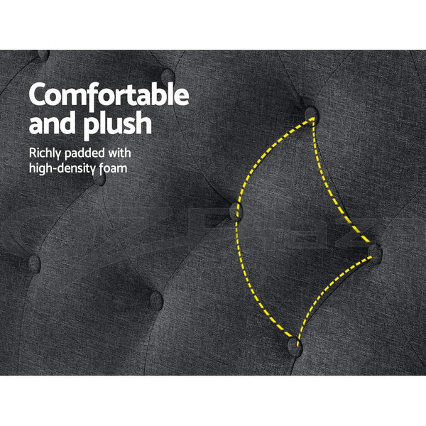 Artiss King Size Bed Head Headboard Bedhead Fabric Frame Base CAPPI Charcoal Artiss