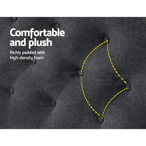 Artiss Bed Head Headboard Queen Size Bedhead Fabric Frame Base CAPPI Charcoal Artiss