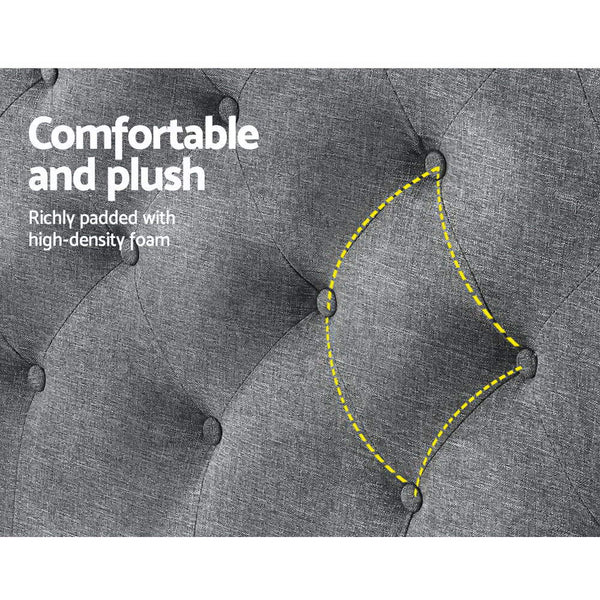 Artiss Bed Head Headboard Queen Bedhead Fabric Frame Base CAPPI Grey Artiss