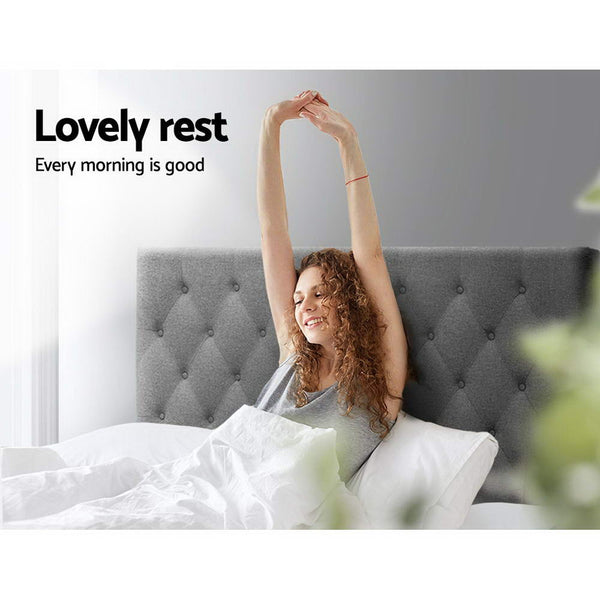 Artiss Bed Head Headboard Queen Bedhead Fabric Frame Base CAPPI Grey Artiss