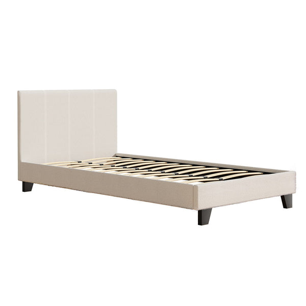 Artiss Bed Frame King Single Size Boucle Fabric Mattress Base Platform Wooden Artiss