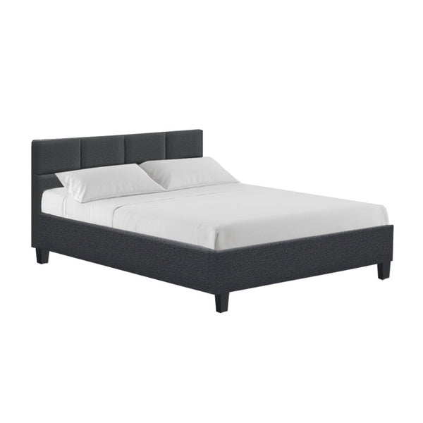 Artiss Tino Bed Frame Double Size Charcoal Fabric Artiss