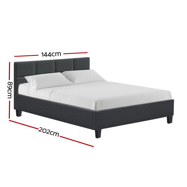 Artiss Tino Bed Frame Double Size Charcoal Fabric Artiss