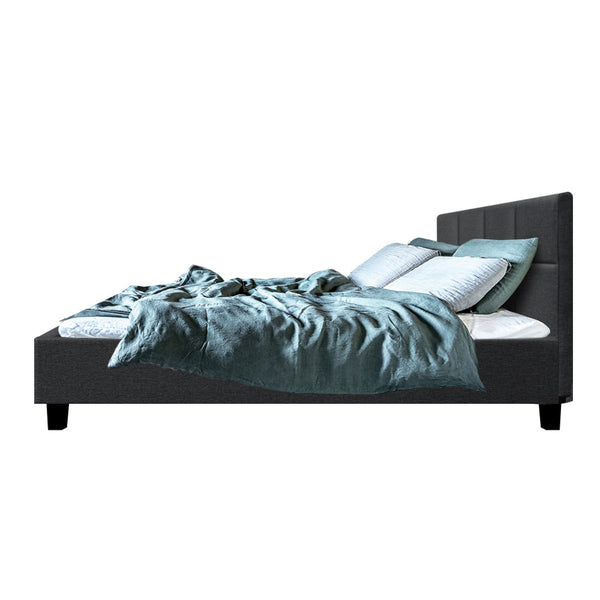 Artiss Tino Bed Frame Double Size Charcoal Fabric Artiss