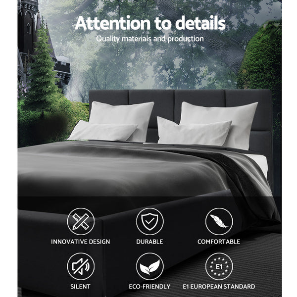 Artiss Tino Bed Frame Double Size Charcoal Fabric Artiss