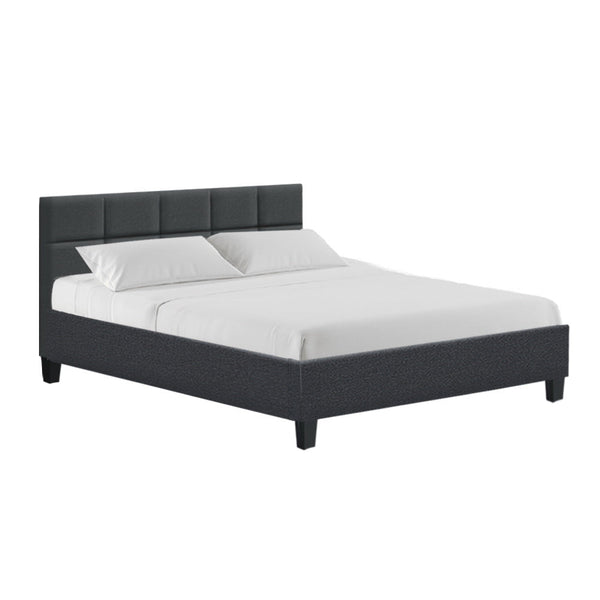 Artiss Tino Bed Frame Queen Size Charcoal Fabric Artiss