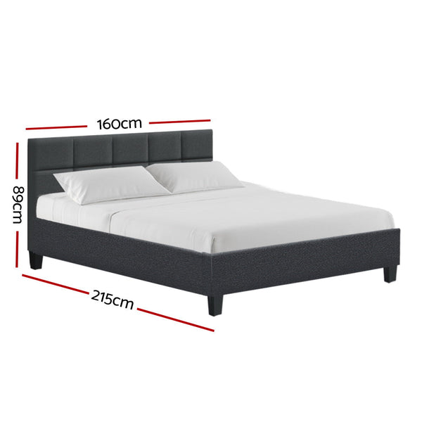 Artiss Tino Bed Frame Queen Size Charcoal Fabric Artiss