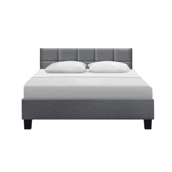 Artiss Tino Bed Frame Queen Size Grey Fabric Artiss