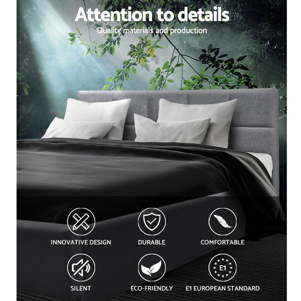 Artiss Tino Bed Frame Queen Size Grey Fabric Artiss