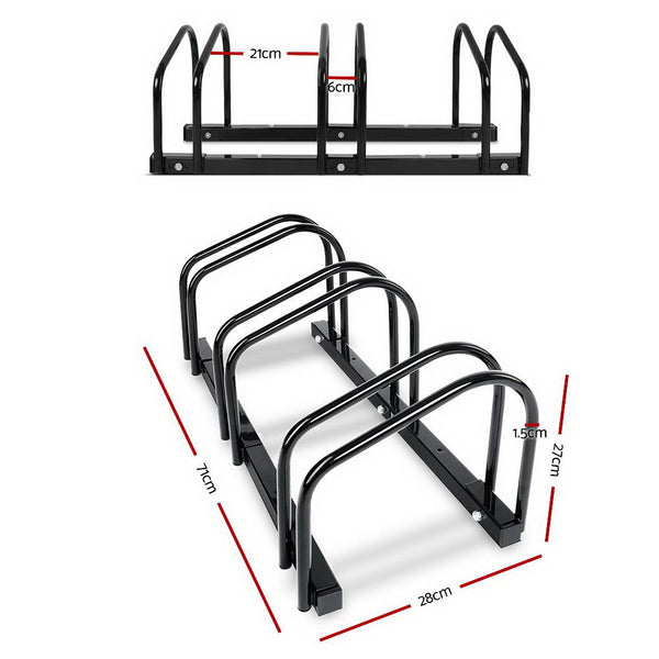 Portable Bike 3 Parking Rack Bicycle Instant Storage Stand - Black freeshipping - Awezingly