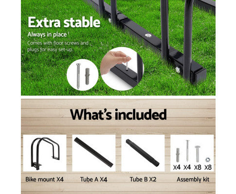 Portable Bike 4 Parking Rack Bicycle Instant Storage Stand - Black freeshipping - Awezingly