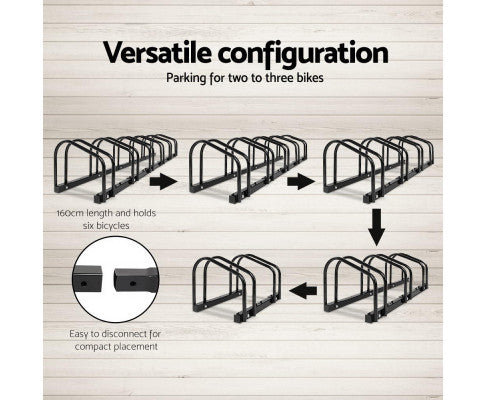 Portable Bike 6 Parking Rack Bicycle Instant Storage Stand - Black freeshipping - Awezingly