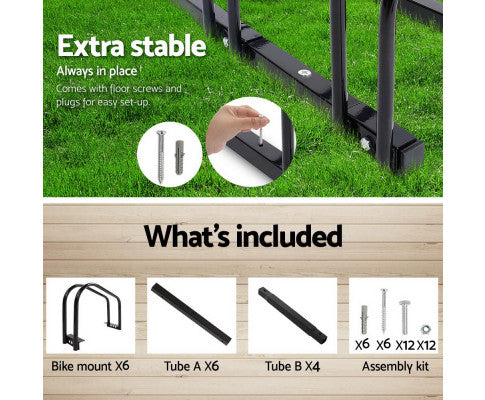 Portable Bike 6 Parking Rack Bicycle Instant Storage Stand - Black freeshipping - Awezingly