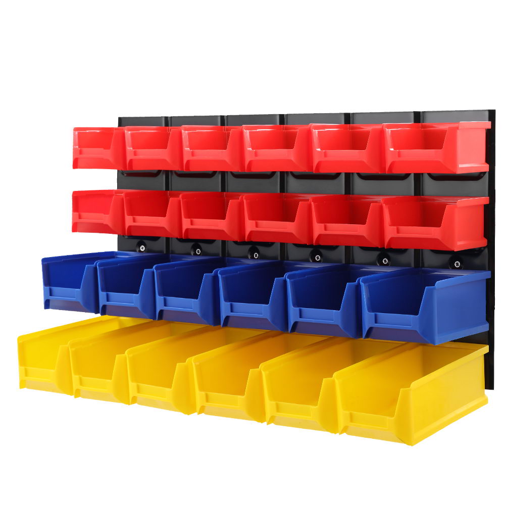 24 Bin Wall Mounted Rack Storage Tools Steel Board Organiser Work Bench Garage freeshipping - Awezingly