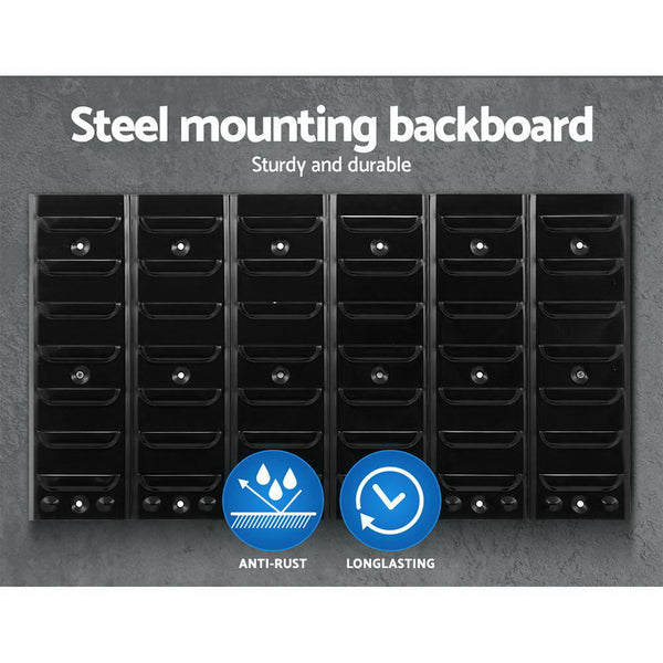 24 Bin Wall Mounted Rack Storage Tools Steel Board Organiser Work Bench Garage freeshipping - Awezingly