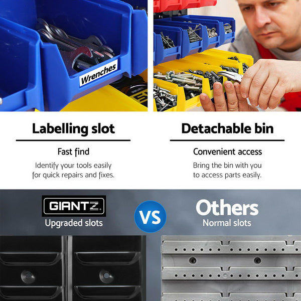 24 Bin Wall Mounted Rack Storage Tools Steel Board Organiser Work Bench Garage freeshipping - Awezingly