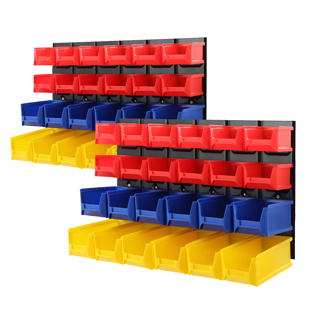 Giantz Bin Wall 48 Storage Bin Rack Wall Mounted Tools Steel Board Work Garage Giantz