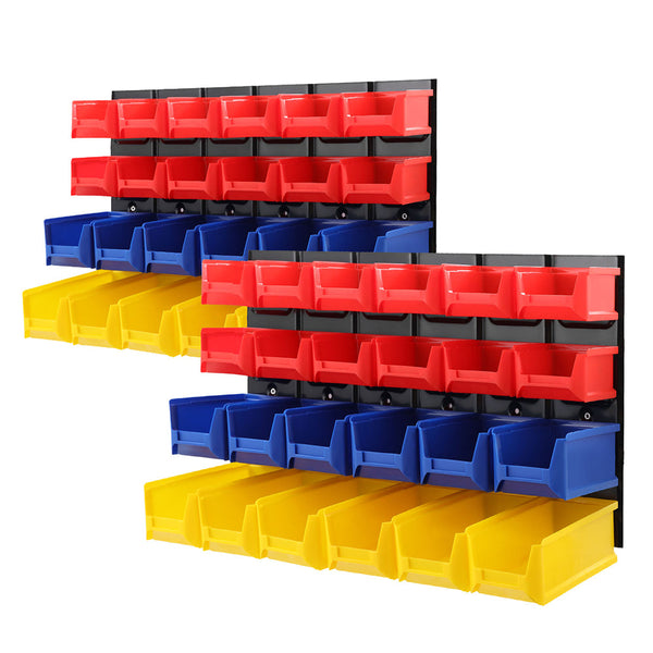 Giantz Bin Wall 48 Storage Bin Rack Wall Mounted Tools Steel Board Work Garage Giantz