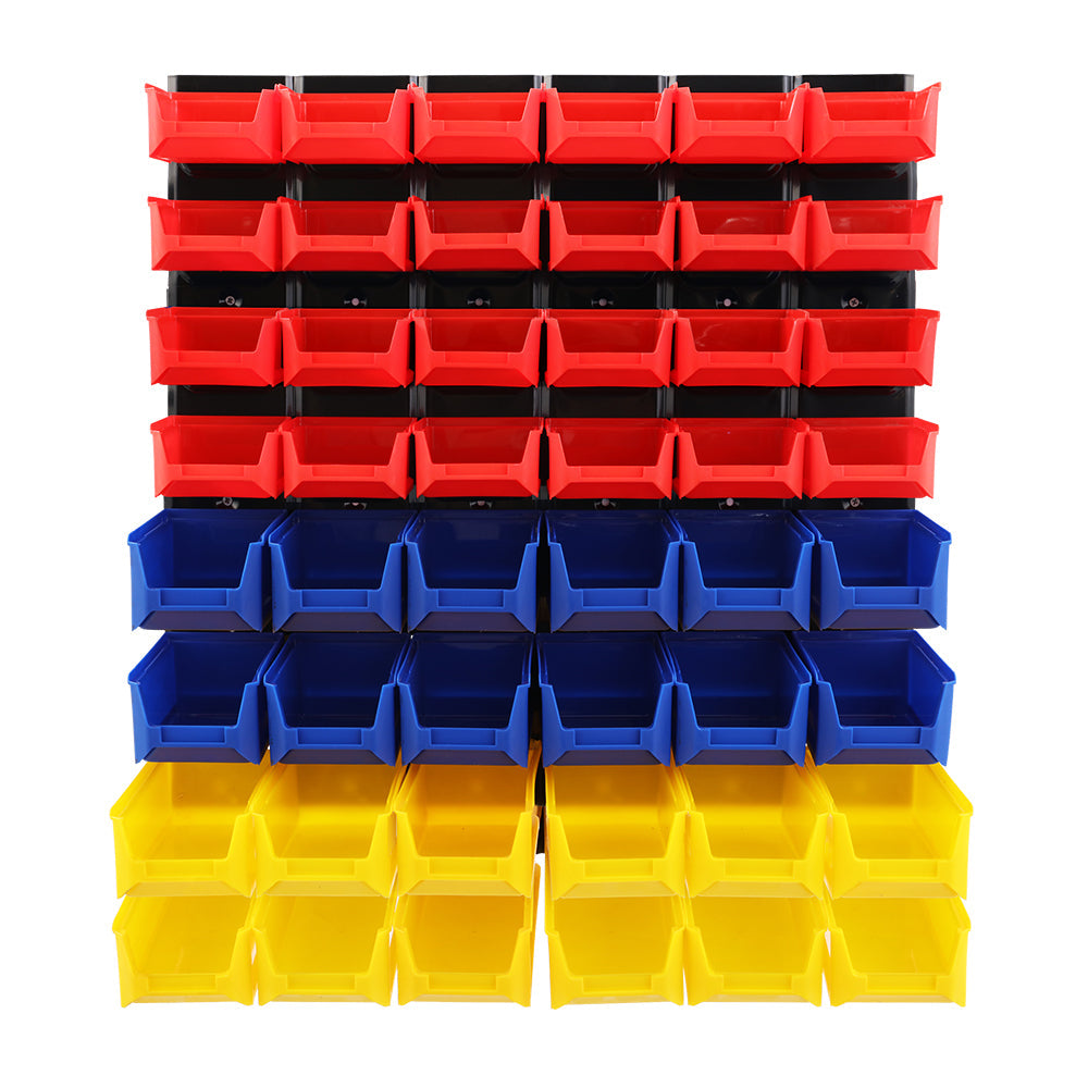 Giantz Bin Wall 48 Storage Bin Rack Wall Mounted Tools Steel Board Work Garage Giantz