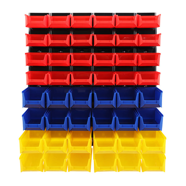 Giantz Bin Wall 48 Storage Bin Rack Wall Mounted Tools Steel Board Work Garage Giantz