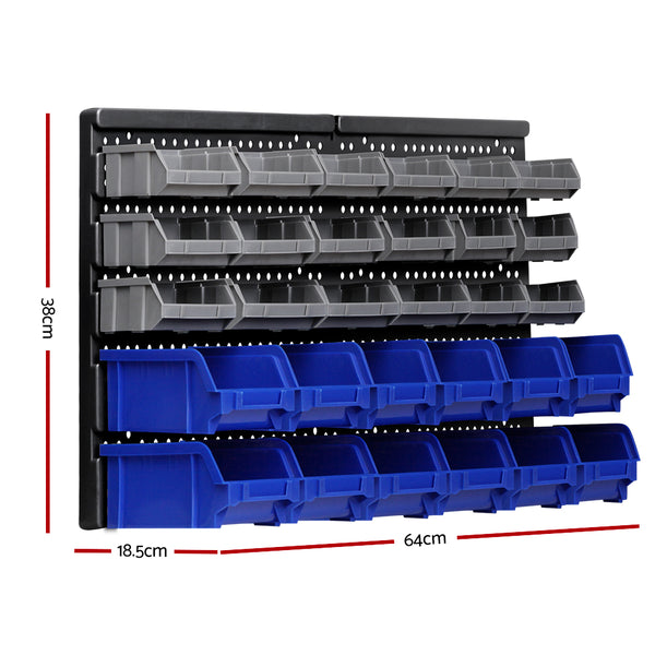 Giantz 60 Bin Wall Mounted Rack Storage Tools Garage Organiser Shed Work Bench freeshipping - Awezingly