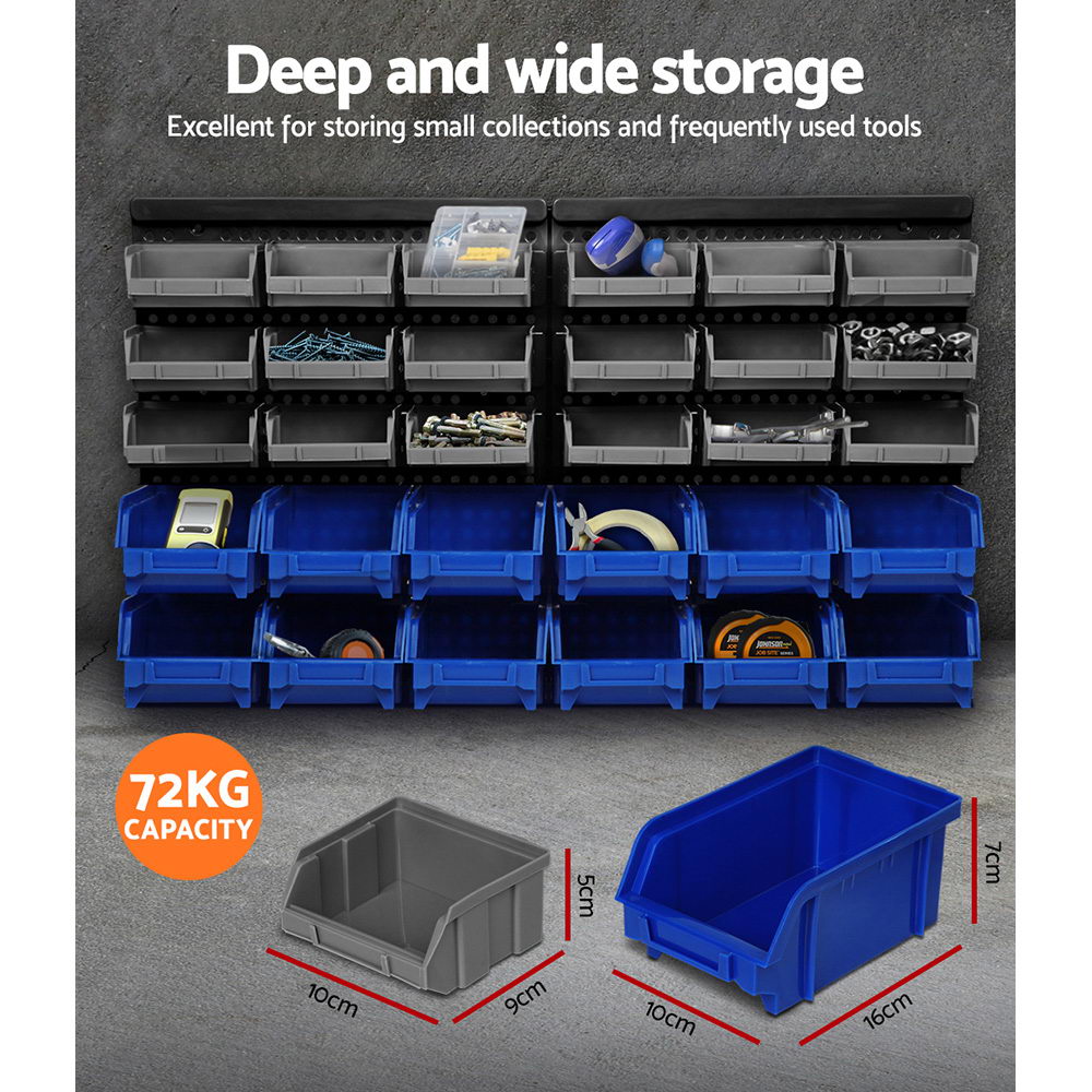 Giantz 60 Bin Wall Mounted Rack Storage Tools Garage Organiser Shed Work Bench freeshipping - Awezingly