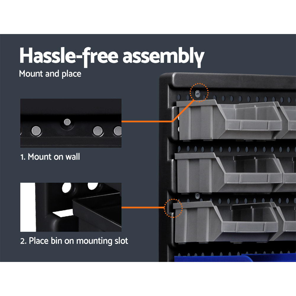 Giantz 60 Bin Wall Mounted Rack Storage Tools Garage Organiser Shed Work Bench freeshipping - Awezingly