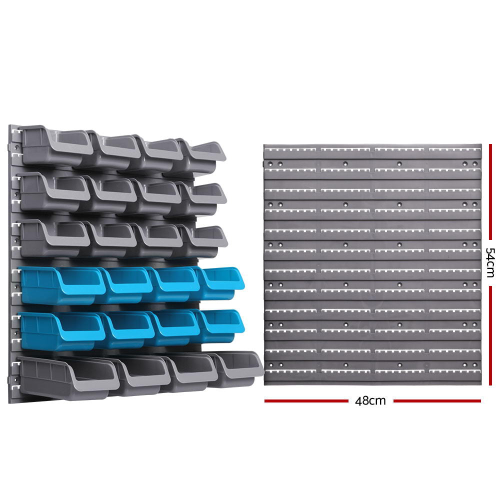 Giantz 44 Bin Wall Mounted Rack Storage Organiser freeshipping - Awezingly