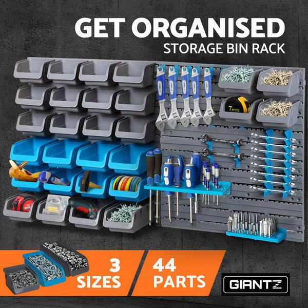Giantz 44 Bin Wall Mounted Rack Storage Organiser freeshipping - Awezingly