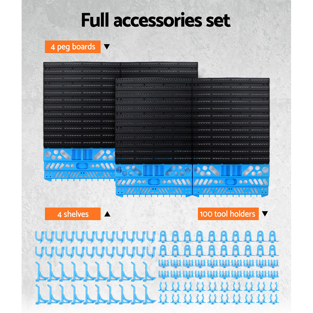 Giantz 108 Storage Bin Rack Wall Mounted Tools Organiser Peg Wall Bench Garage Giantz
