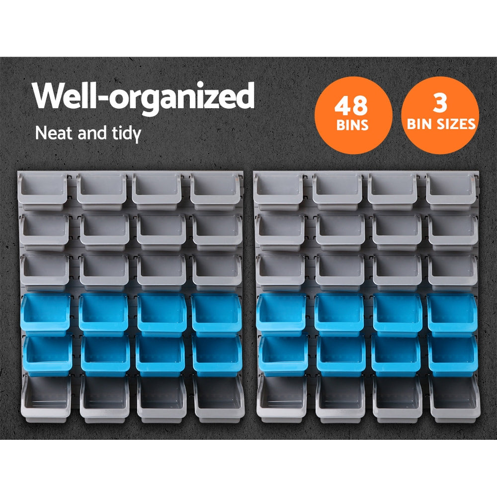 Giantz 48 Bin Wall Mounted Rack Storage Organiser freeshipping - Awezingly