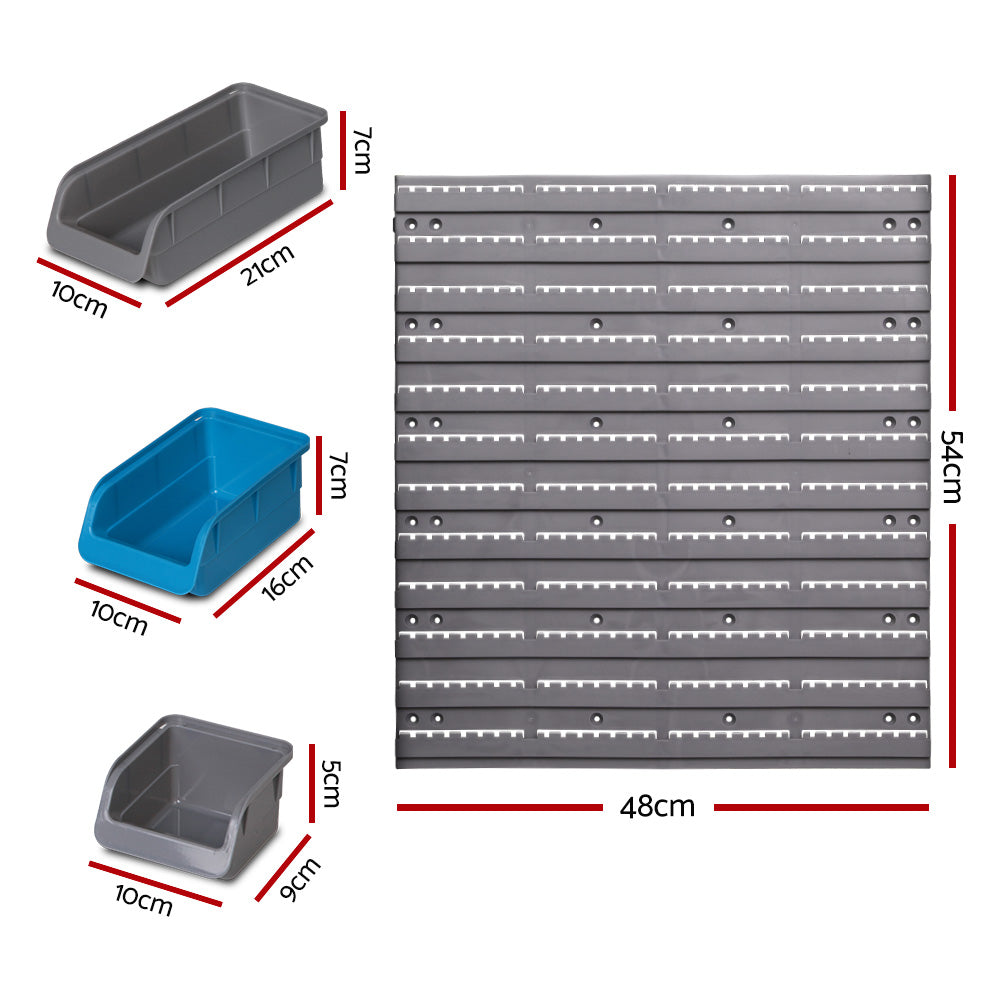 Giantz 96 Storage Bin Rack Wall-Mounted Tool Parts Garage Shelving Organiser freeshipping - Awezingly