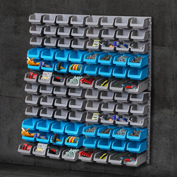 Giantz 96 Storage Bin Rack Wall-Mounted Tool Parts Garage Shelving Organiser freeshipping - Awezingly