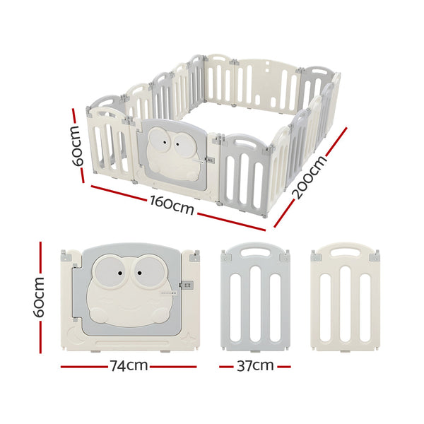 Keezi Baby Playpen 16 Panels Foldable Toddler Fence Safety Play Activity Centre Keezi