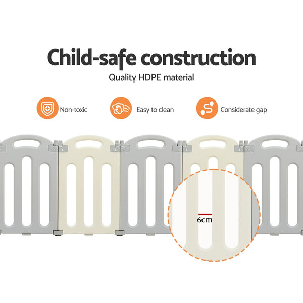 Keezi Baby Playpen 16 Panels Foldable Toddler Fence Safety Play Activity Centre Keezi