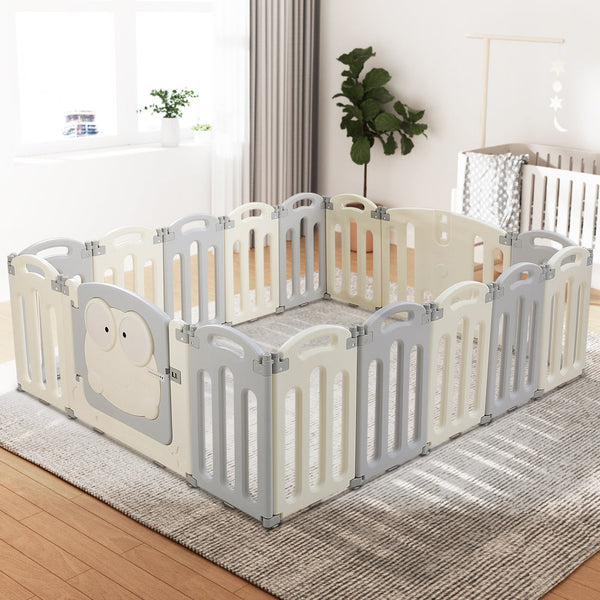 Keezi Baby Playpen 16 Panels Foldable Toddler Fence Safety Play Activity Centre Keezi
