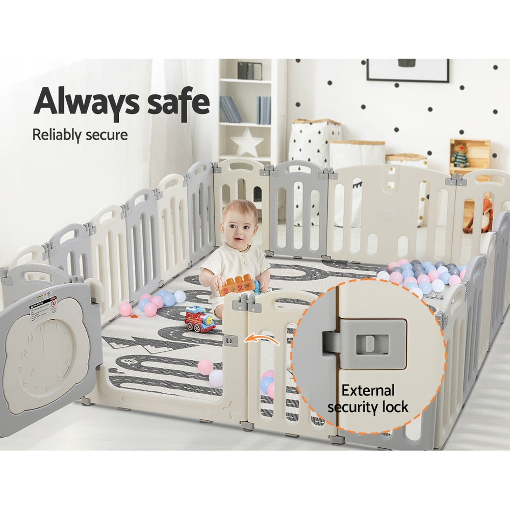 Keezi Baby Playpen 20 Panels Foldable Toddler Fence Safety Play Activity Centre Keezi