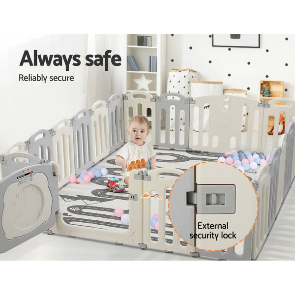 Keezi Baby Playpen 20 Panels Foldable Toddler Fence Safety Play Activity Centre Keezi
