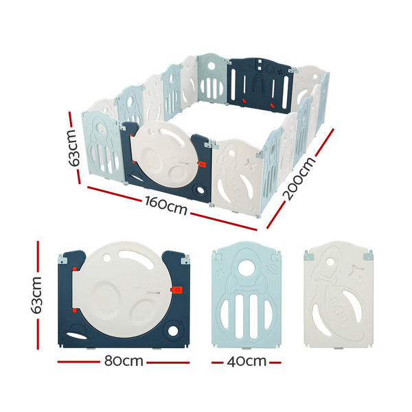 Keezi Baby Playpen 16 Panels Foldable Toddler Fence Safety Play Activity Barrier Keezi