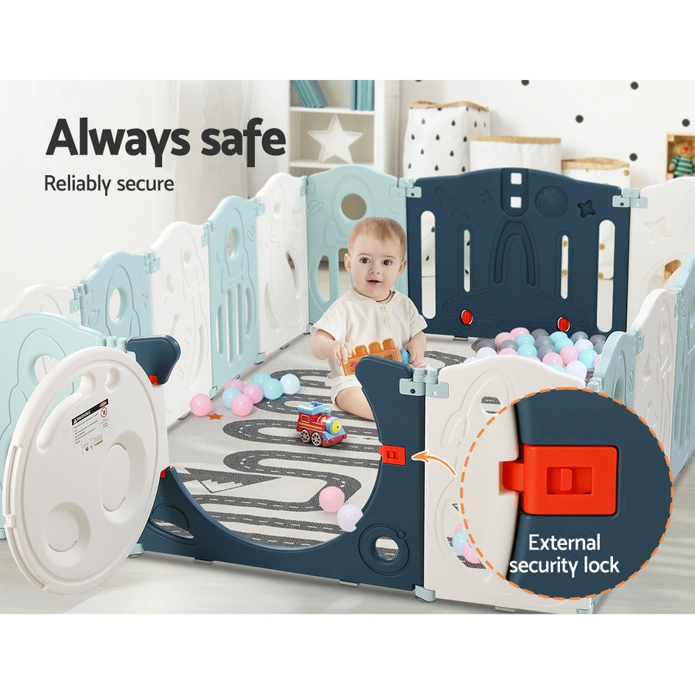 Keezi Baby Playpen 16 Panels Foldable Toddler Fence Safety Play Activity Barrier Keezi