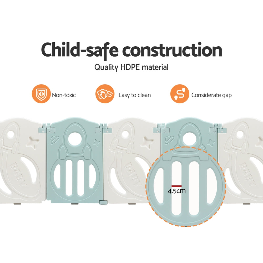 Keezi Baby Playpen 16 Panels Foldable Toddler Fence Safety Play Activity Barrier Keezi