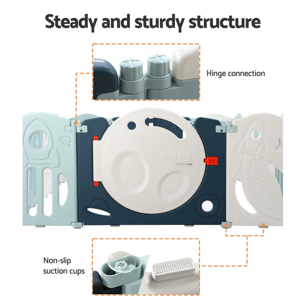 Keezi Baby Playpen 16 Panels Foldable Toddler Fence Safety Play Activity Barrier Keezi