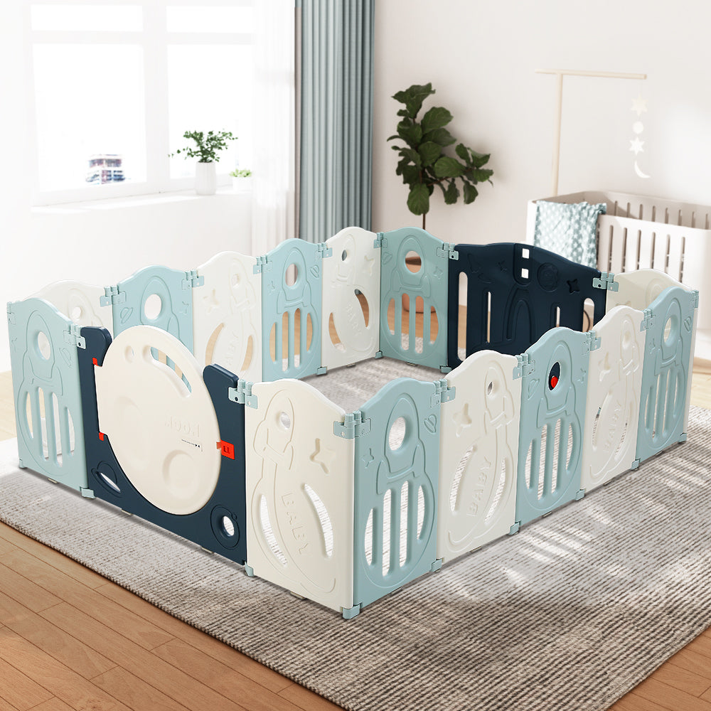 Keezi Baby Playpen 16 Panels Foldable Toddler Fence Safety Play Activity Barrier Keezi