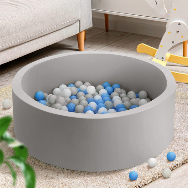 Keezi Ocean Foam Ball Pit with Balls Kids Play Pool Barrier Toys 90x30cm Grey Keezi