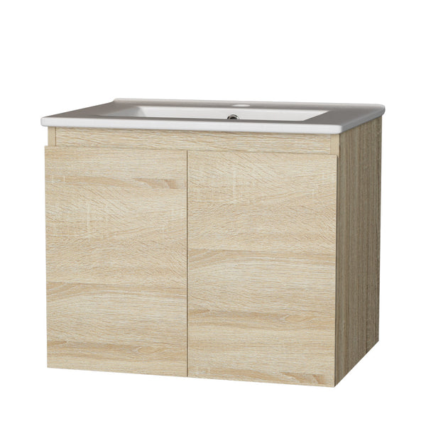 Cefito Vanity Unit Basin Cabinet Storage Bathroom Wall Mounted Ceramic 600mm Oak Cefito