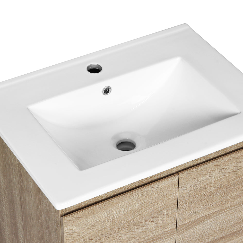 Cefito Vanity Unit Basin Cabinet Storage Bathroom Wall Mounted Ceramic 600mm Oak Cefito