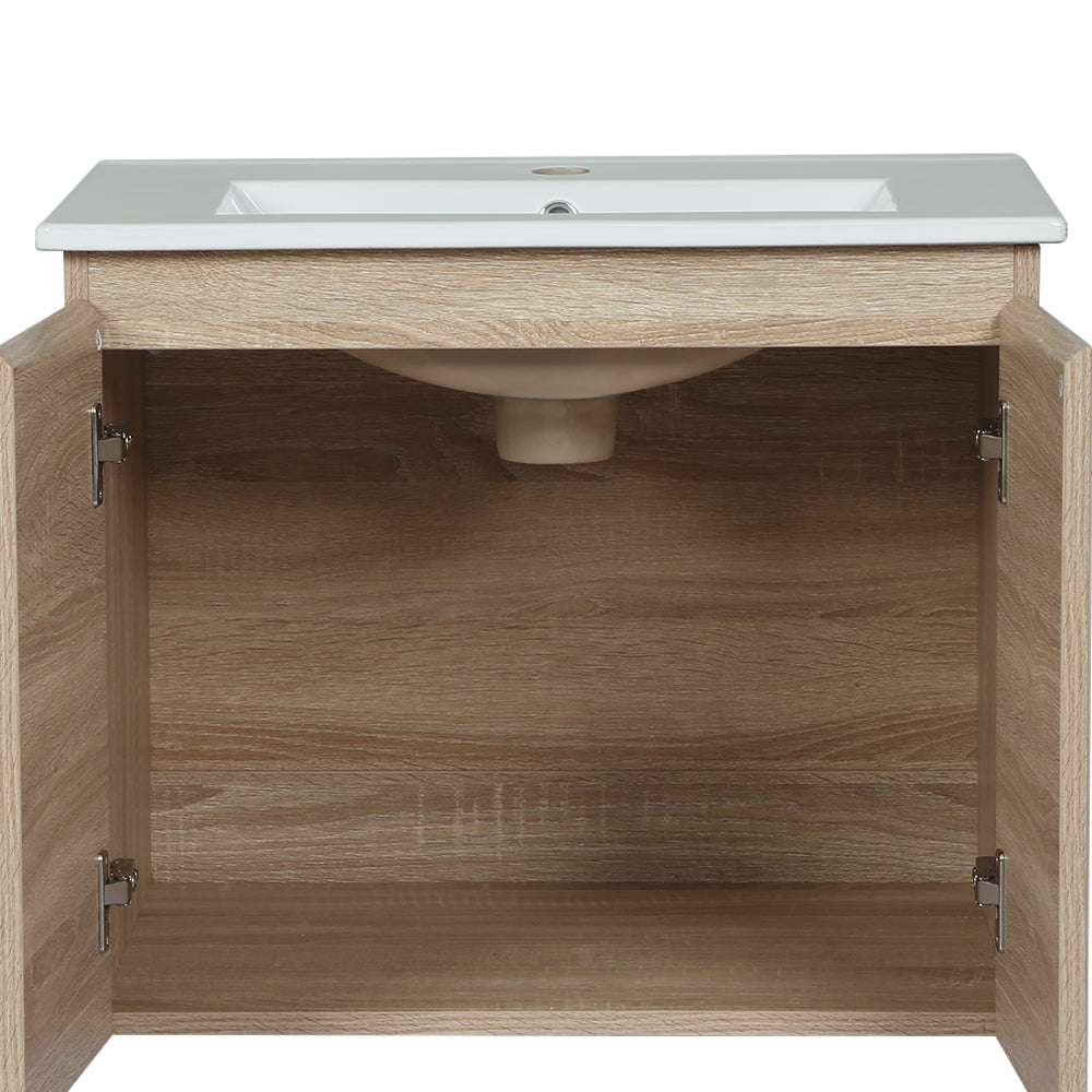 Cefito Vanity Unit Basin Cabinet Storage Bathroom Wall Mounted Ceramic 600mm Oak Cefito