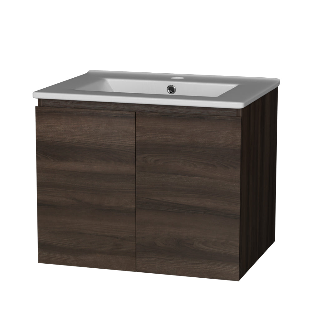 Cefito Bathroom Vanity Unit Ceramic Basin Cabinet Wall Mounted Storage 600mm Walnut Cefito