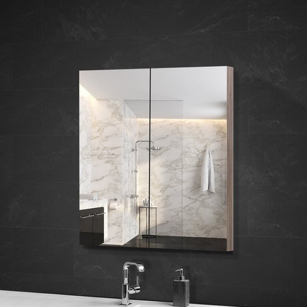 Cefito Bathroom Mirror Cabinet 600mm x720mm - Natural Cefito