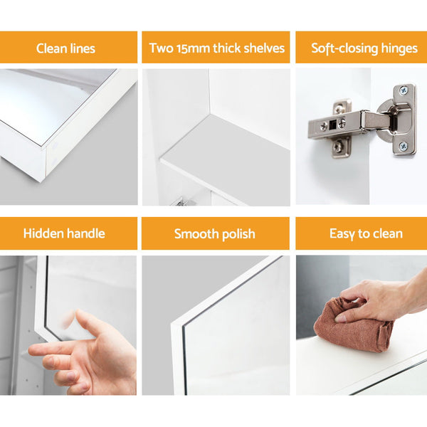 Cefito Bathroom Vanity Mirror with Storage Cavinet - White Cefito